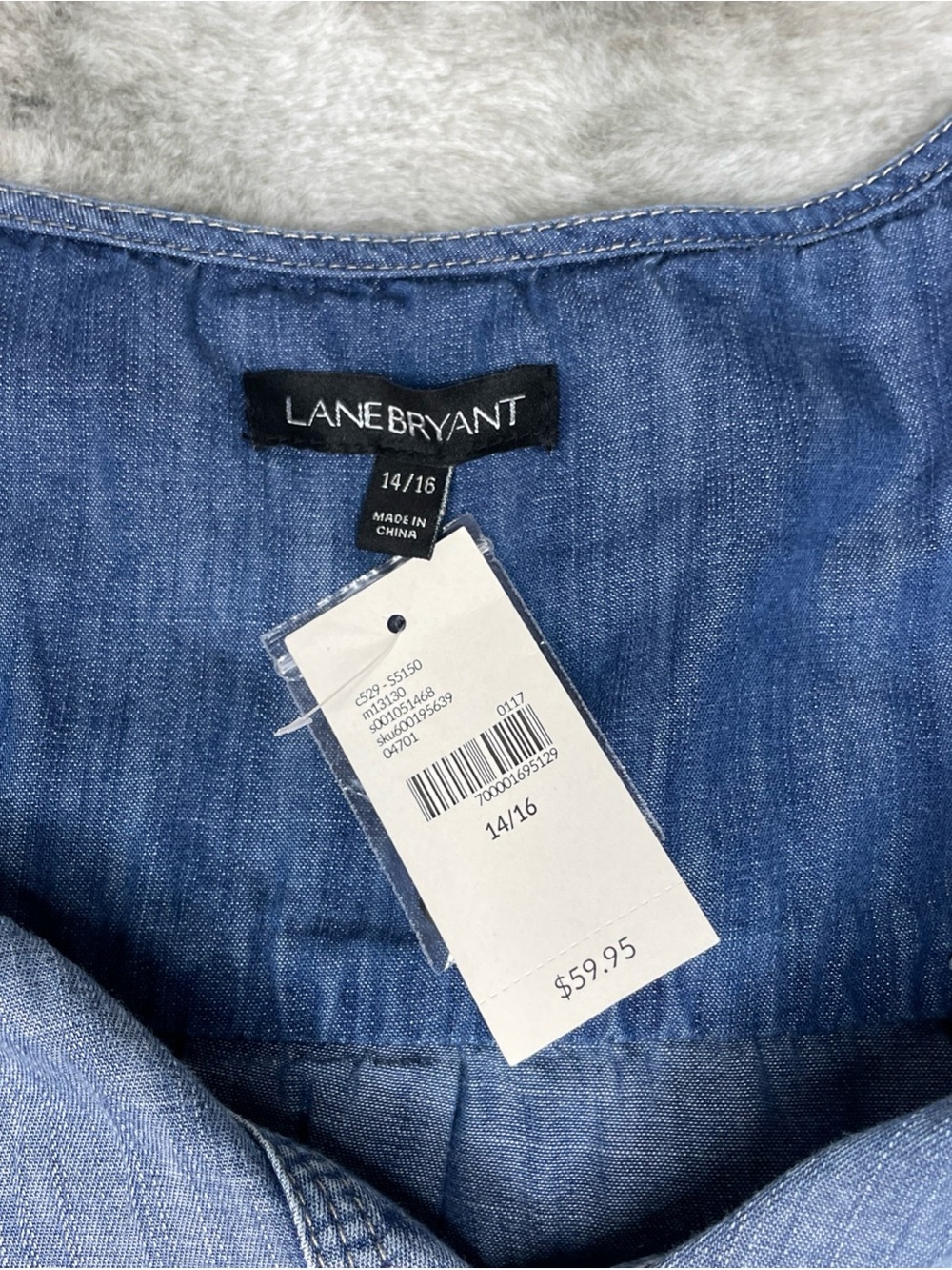 Lane Bryant Light Blue Denim Henley Blouse-0223 - Picture 6 of 7